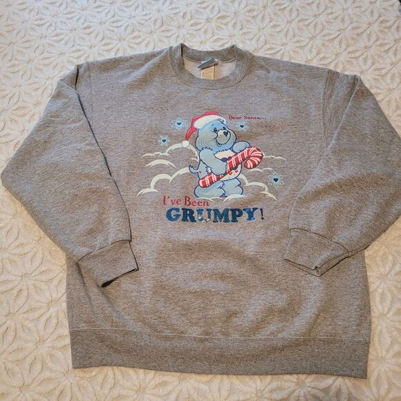 VTG 2004 Care Bear Dear Santa I'm Grumpy Unisex Sweatshirt Sz L Christmas - Picture 1 of 10